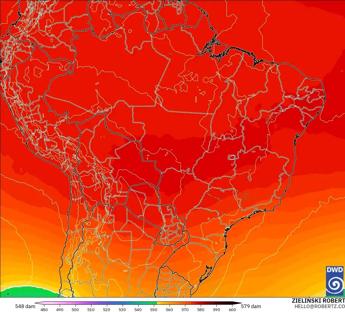 ICON model - Brazil, Geopotential height at 500hPa