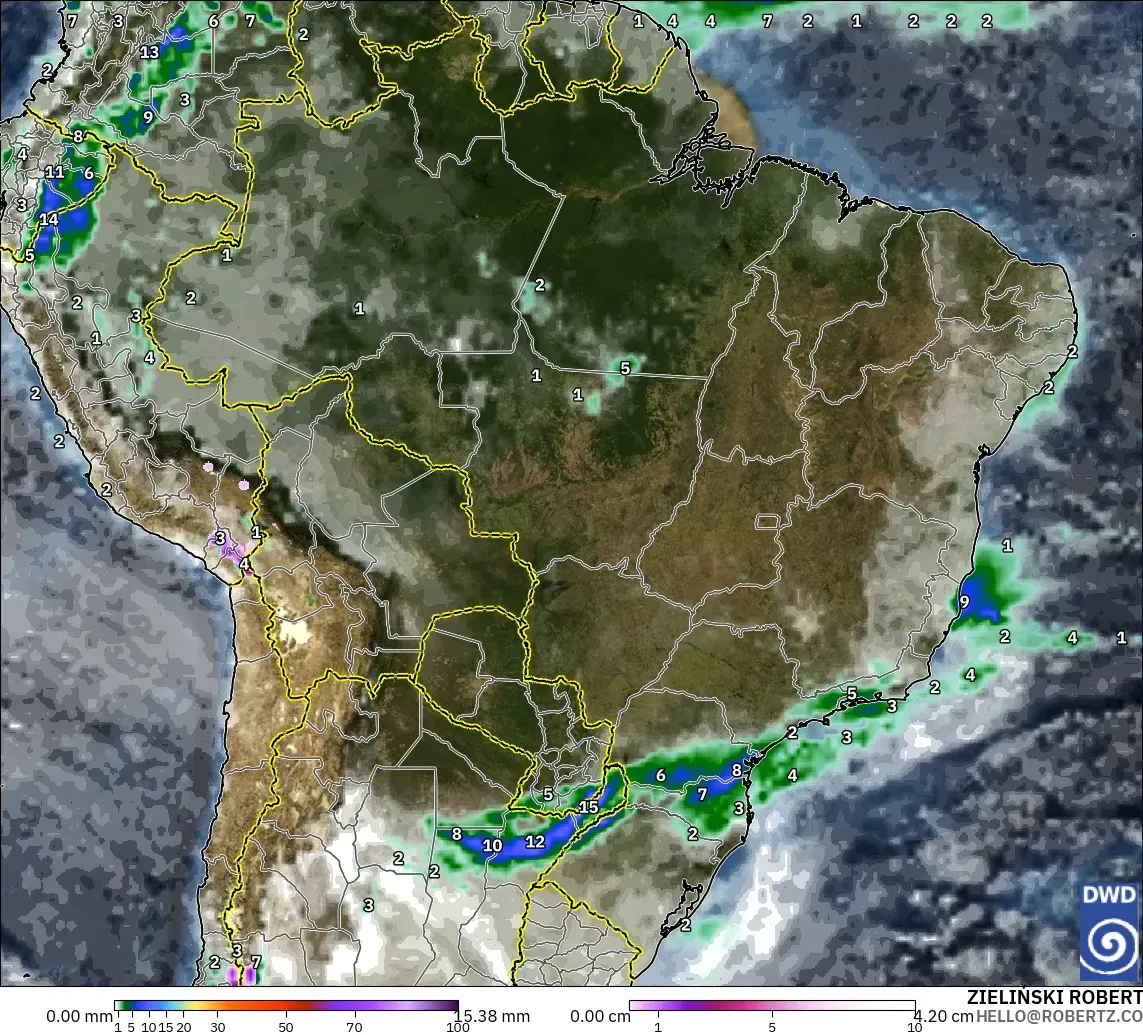 ICON model - Brazil, Precipitation, Clouds, and Pressure