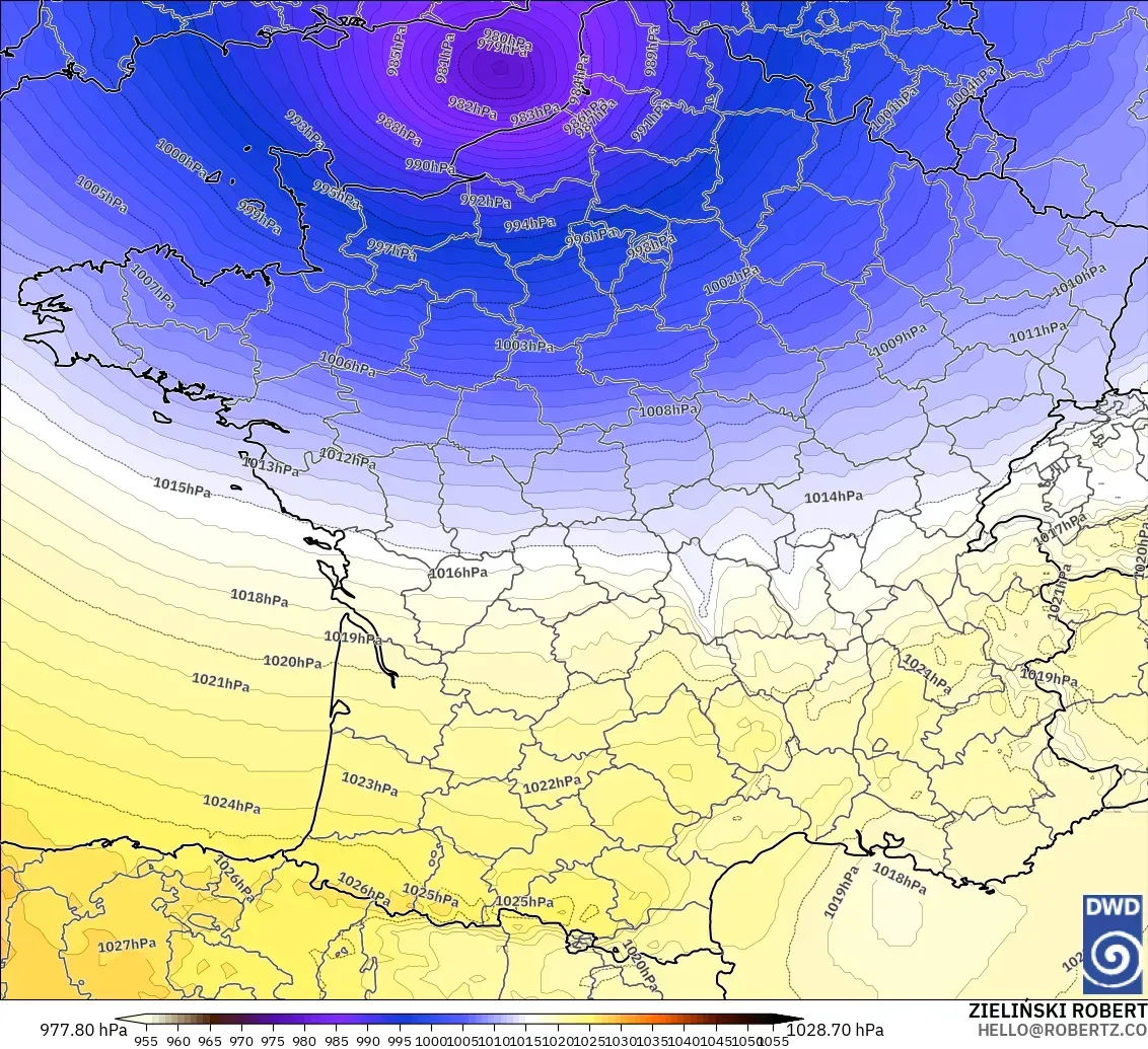 ICON model - France, Pressure