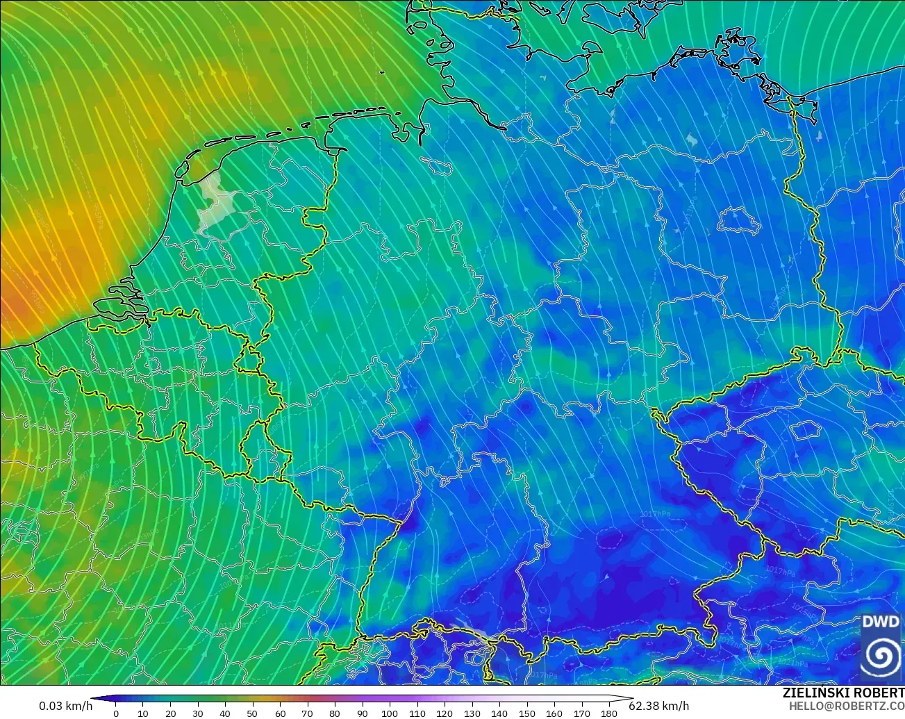 ICON model - Germany, Wind at 10m