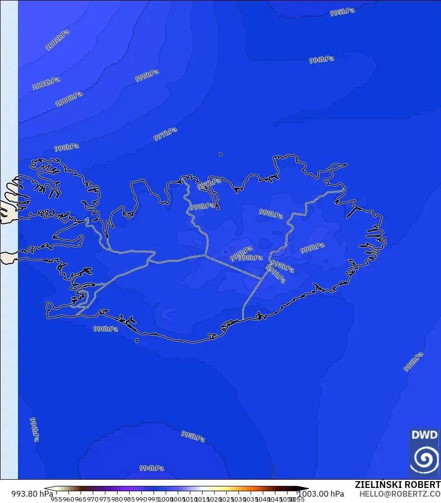 ICON model - Iceland, Pressure