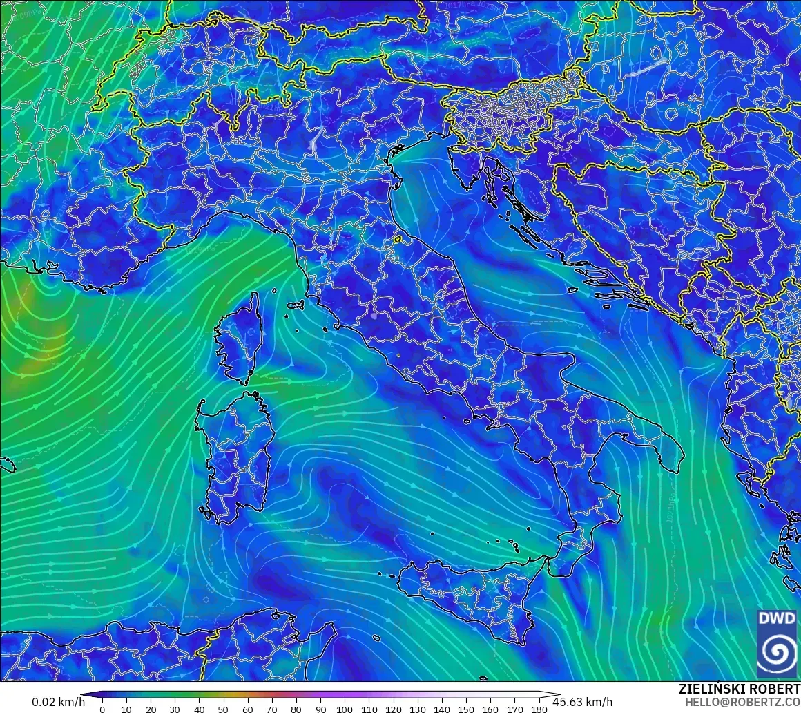 ICON model - Italy, Wind at 10m