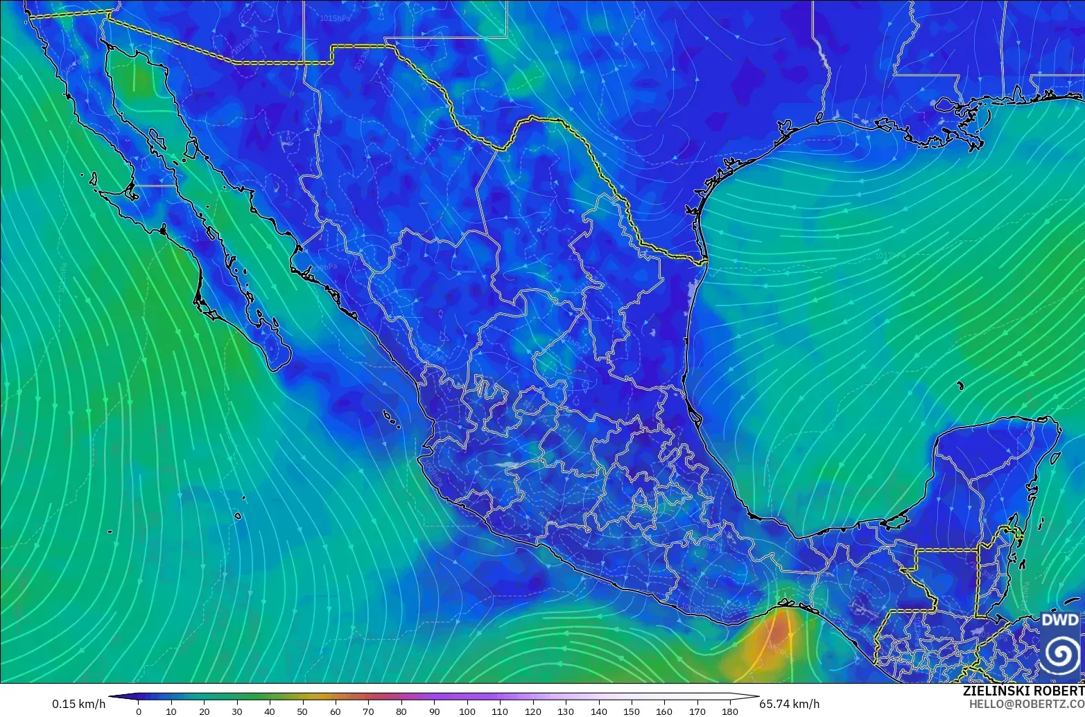 ICON model - Mexico, Wind at 10m