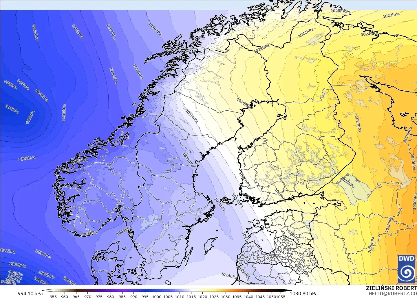 ICON model - Scandinavia, Pressure