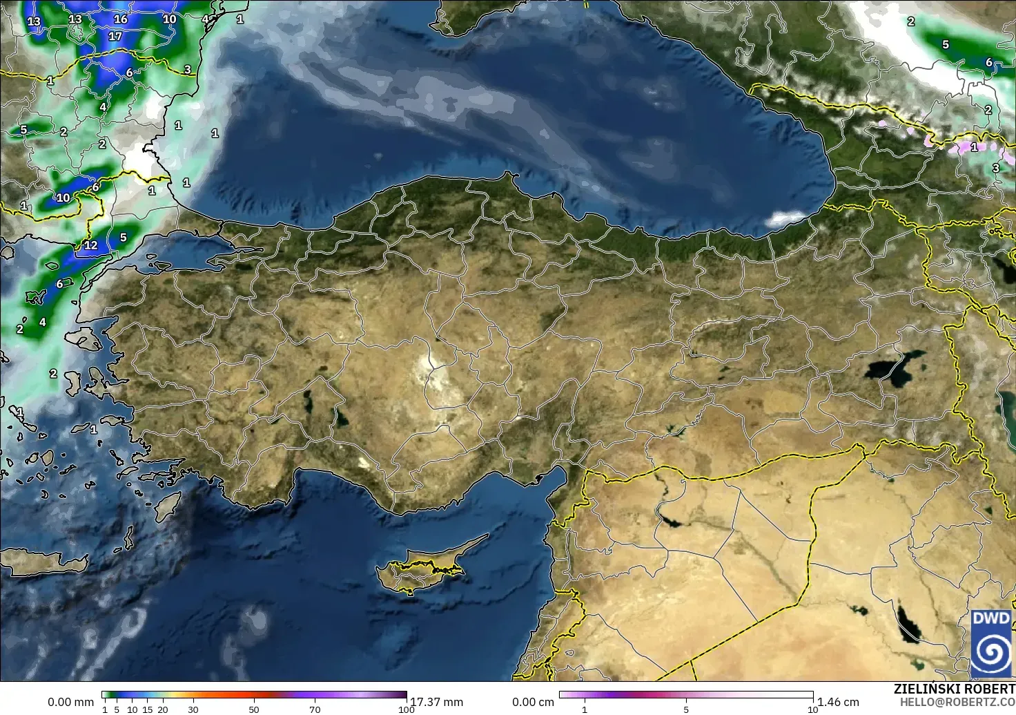 ICON model - Turkey, Precipitation, Clouds, and Pressure