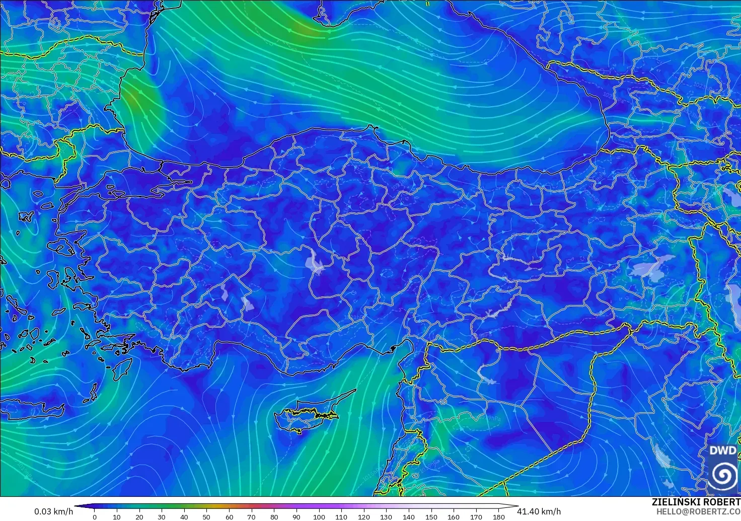 ICON model - Turkey, Wind at 10m