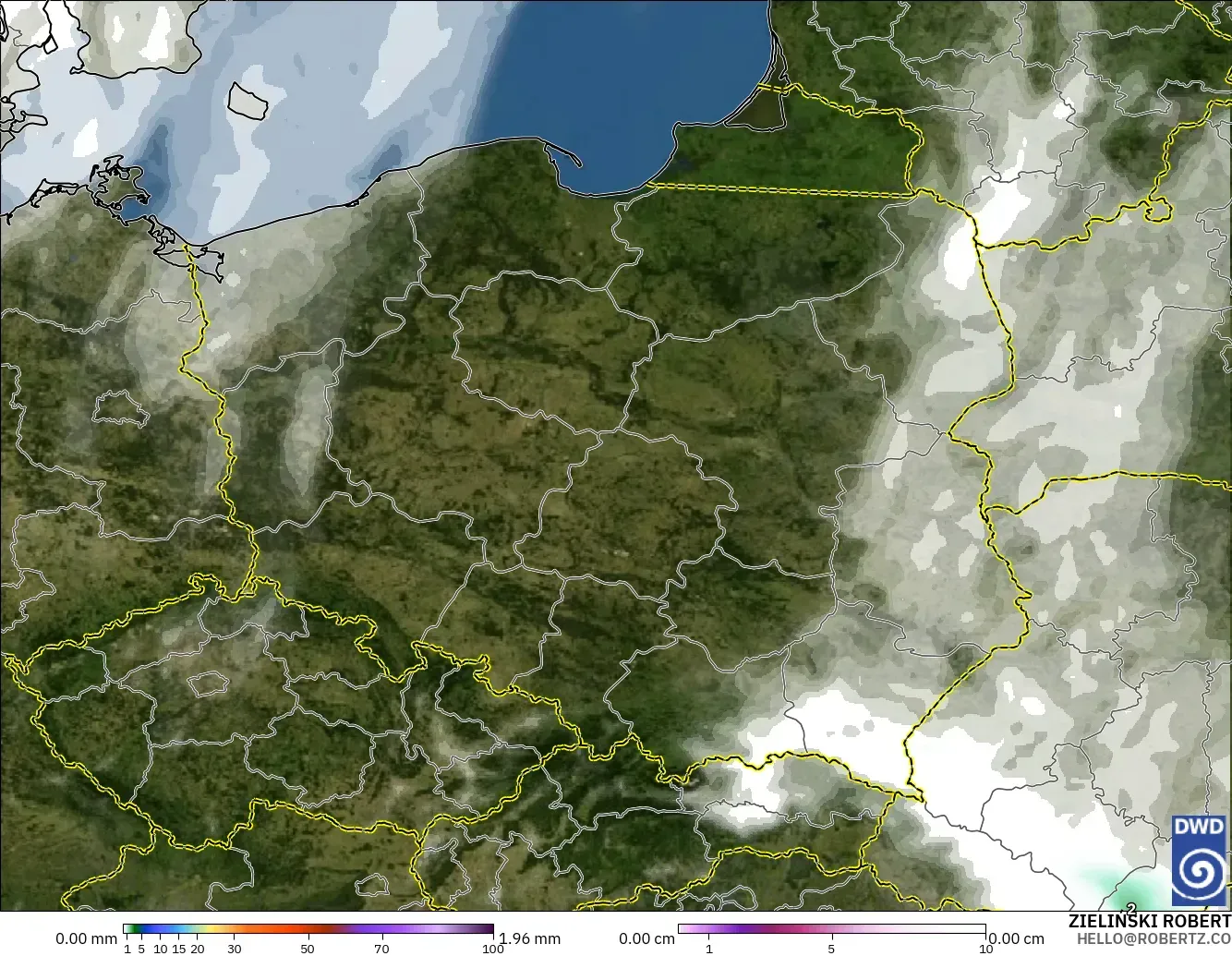 ICON model - Poland, Precipitation, Clouds, and Pressure