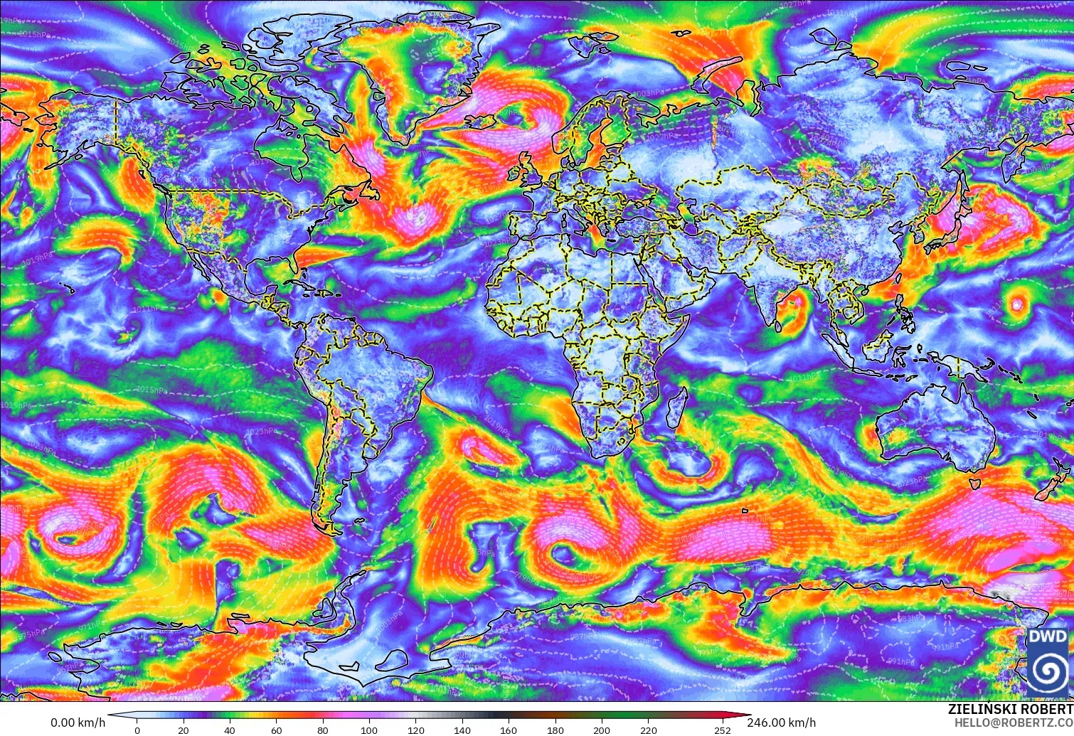 ICON model - World, Wind Gusts Peak