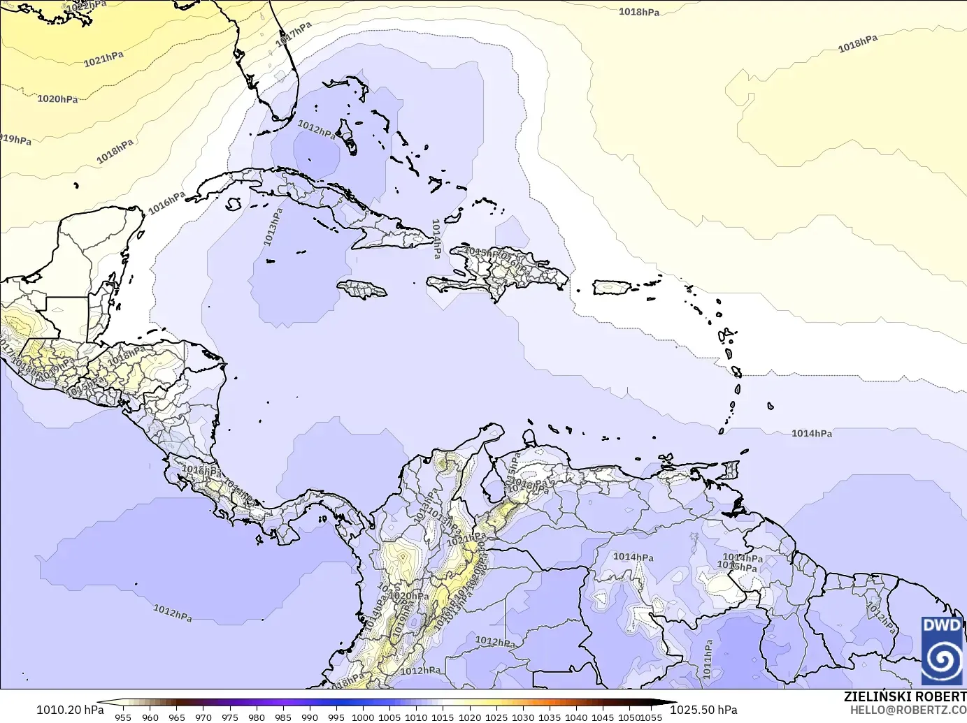 ICON model - Caribbean, Pressure