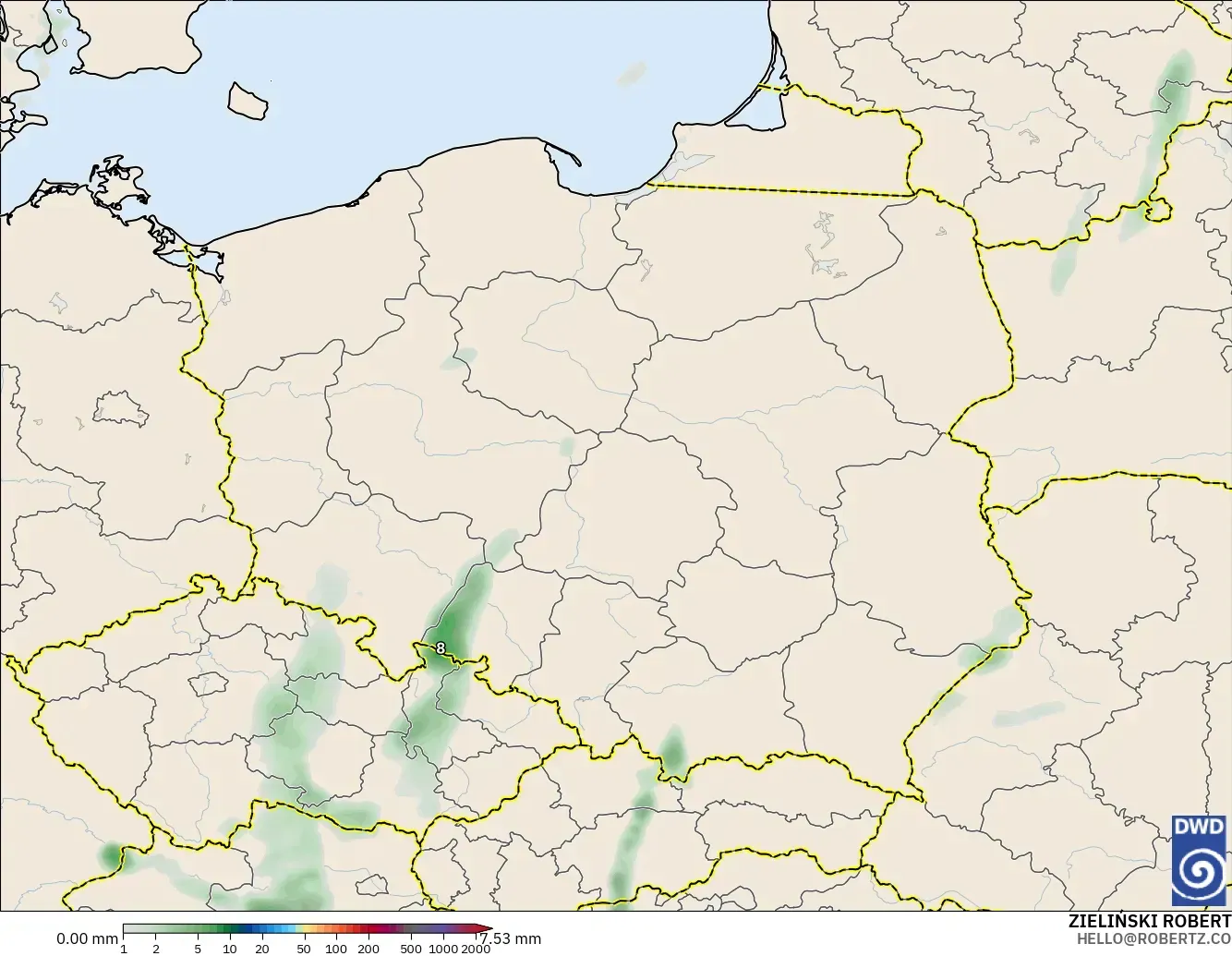 ICON model - Poland, Precipitation Accumulation