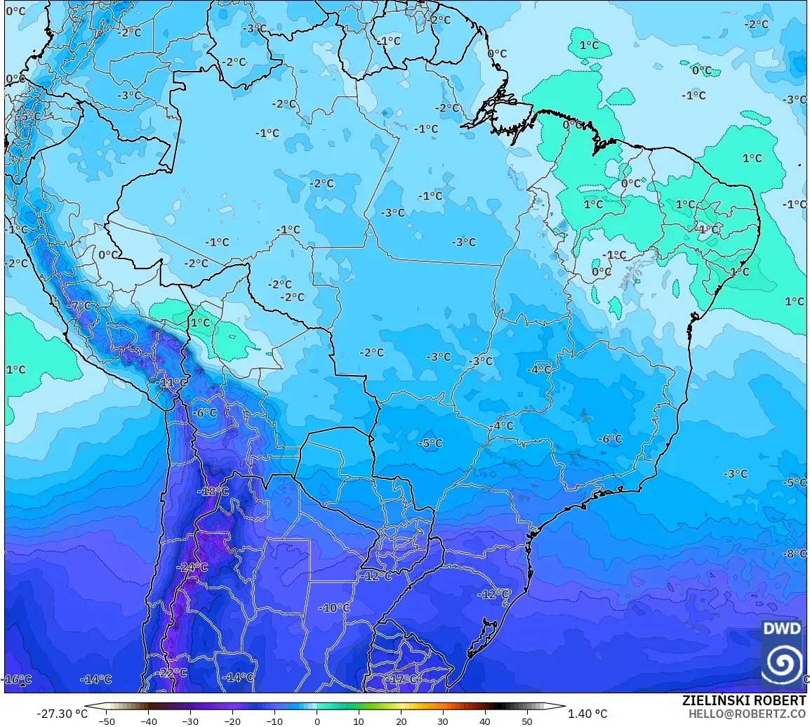 ICON model - Brazil, Temperature at 500hPa