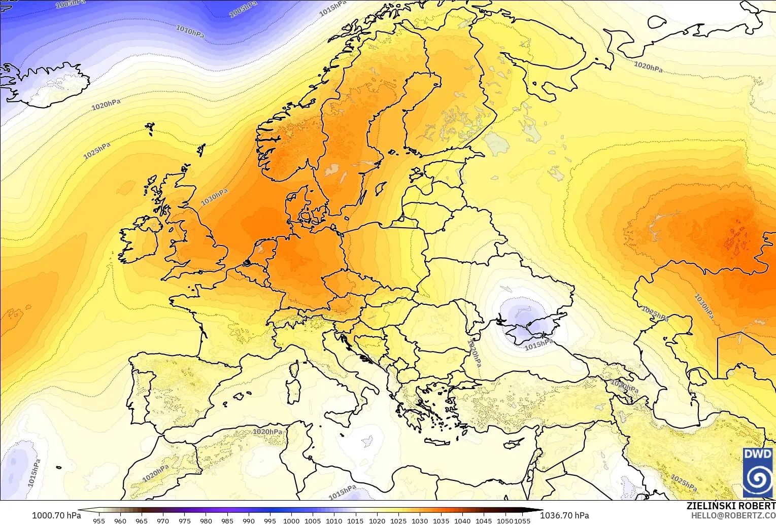 ICON model - Europe, Pressure