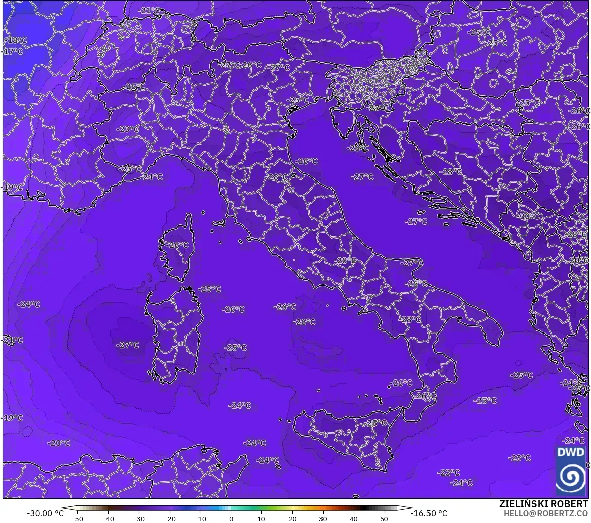 ICON model - Italy, Temperature at 500hPa