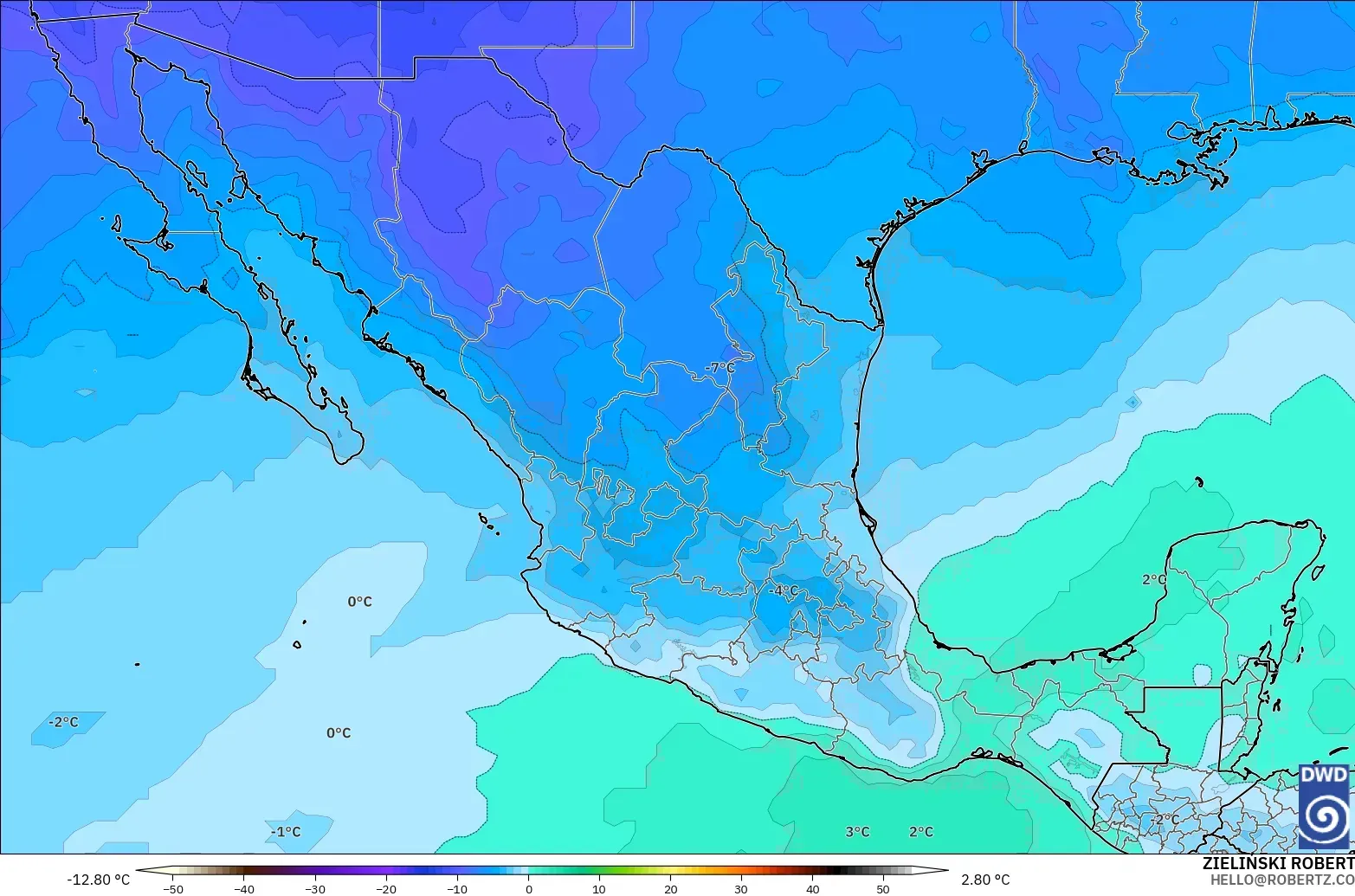 ICON model - Mexico, Temperature at 500hPa