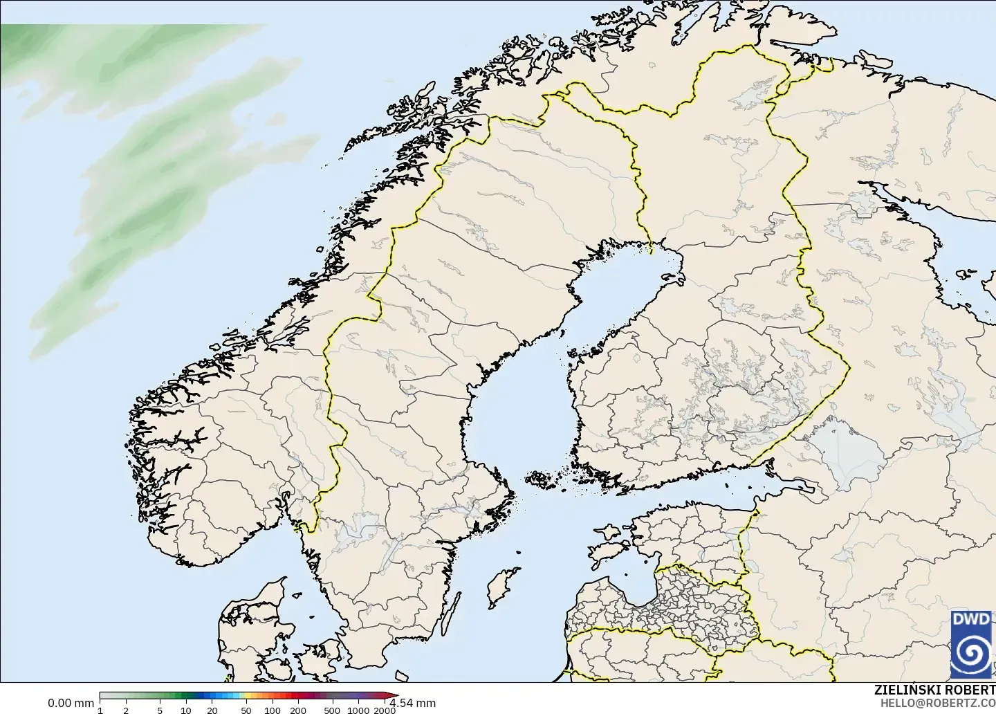 ICON model - Scandinavia, Precipitation Accumulation