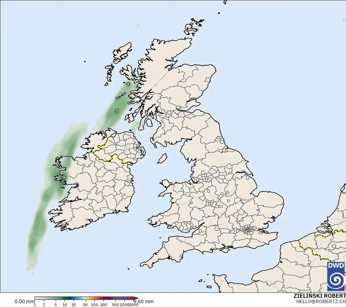 ICON model - United Kingdom, Precipitation Accumulation