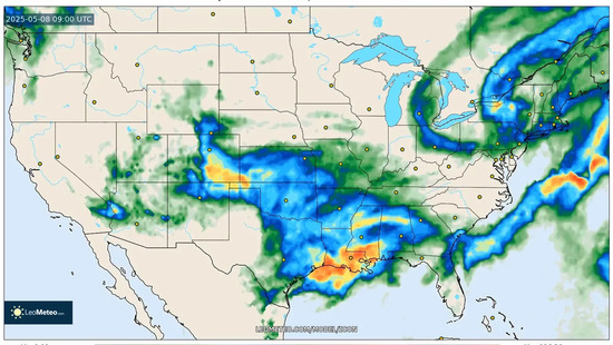 🌧️ Extreme Rainfall Incoming! May 8, 2025 USA Weather Forecast Warns of Flash Floods Across the South and East – Hourly Breakdown