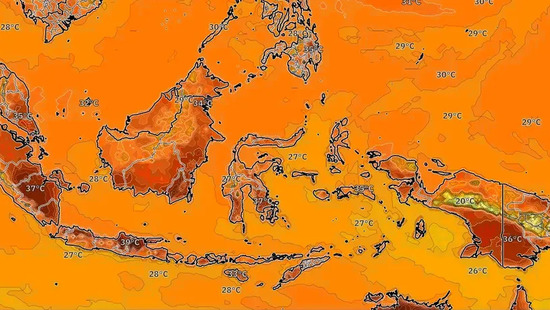 Suhu maksimum mencapai 38 °C pekan ini. Hujan lebat turun di wilayah utara. Banjir lokal mungkin menyusul.